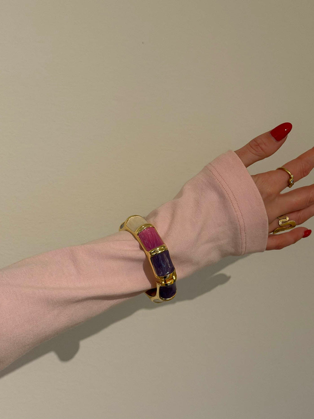 Ebony striped bracelet – Purple/pink/white