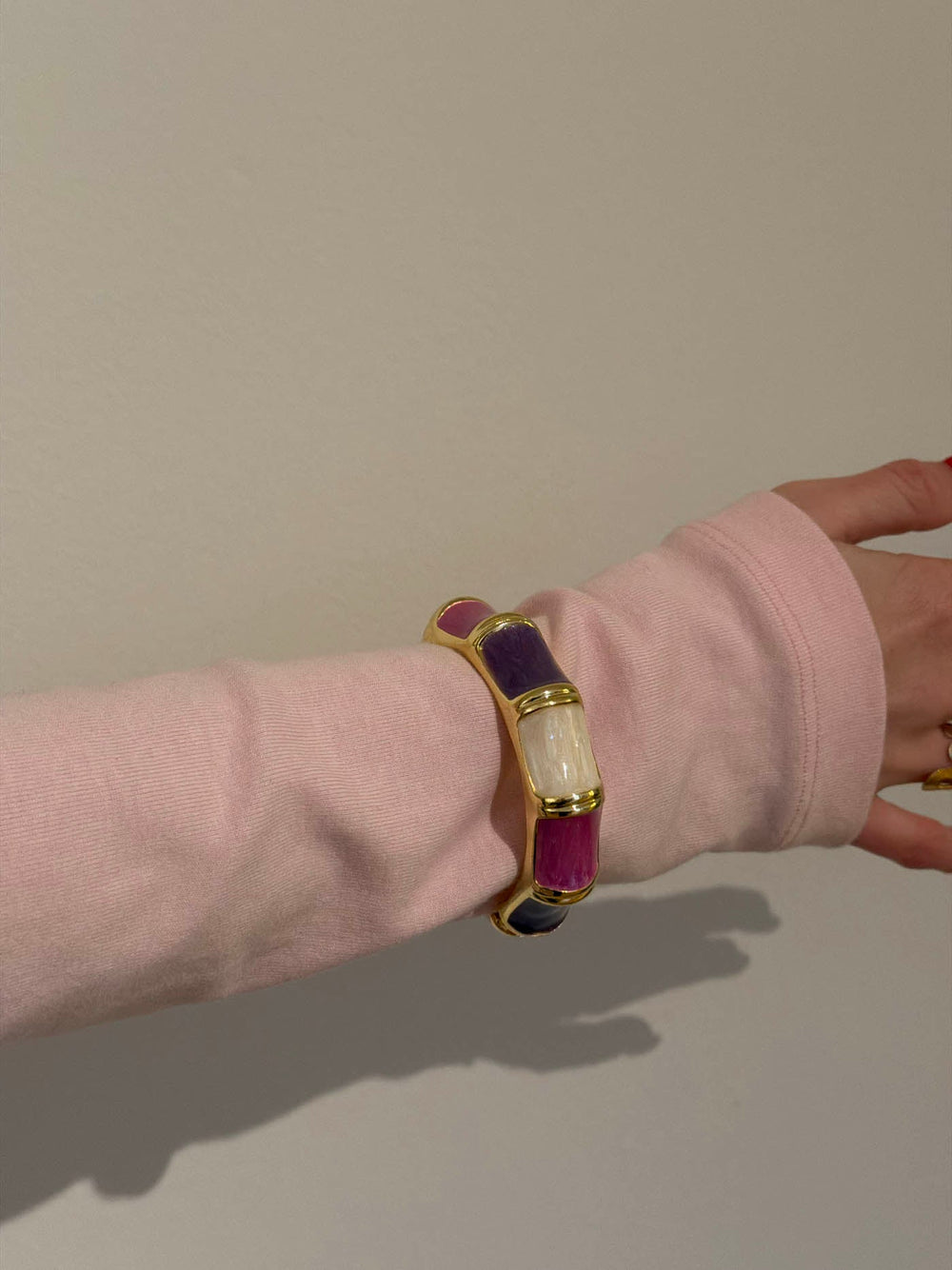 Ebony striped bracelet – Purple/pink/white