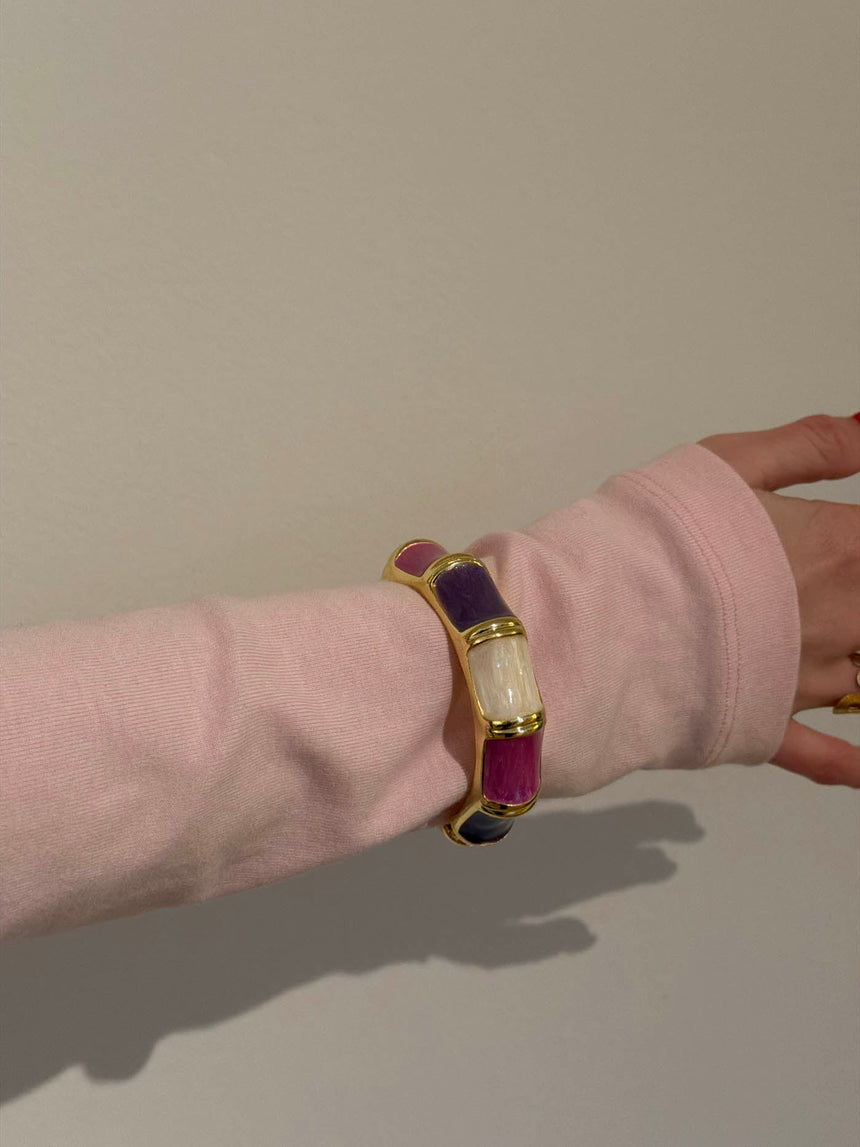 Ebony striped bracelet – Purple/pink/white