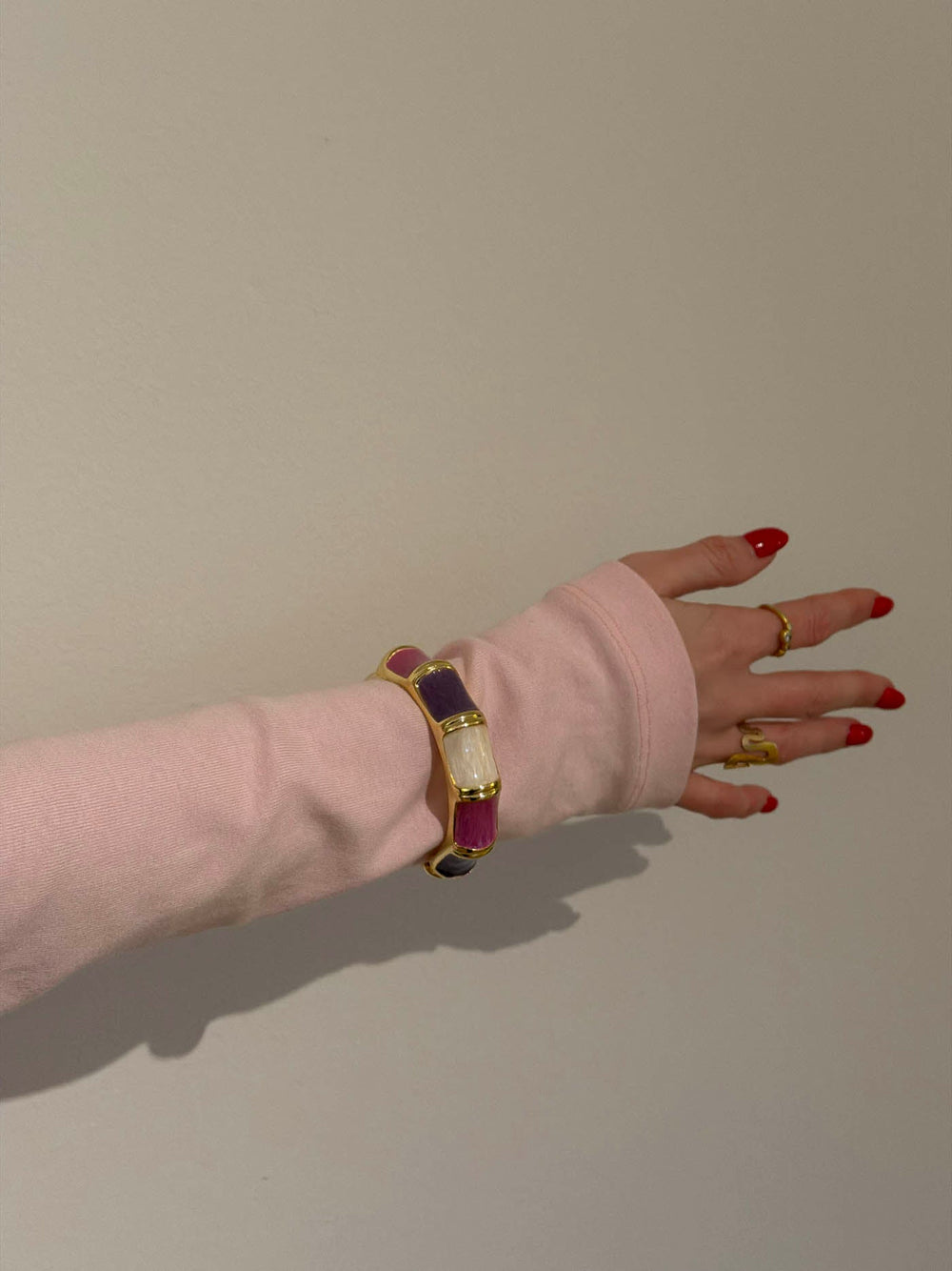 Ebony striped bracelet – Purple/pink/white