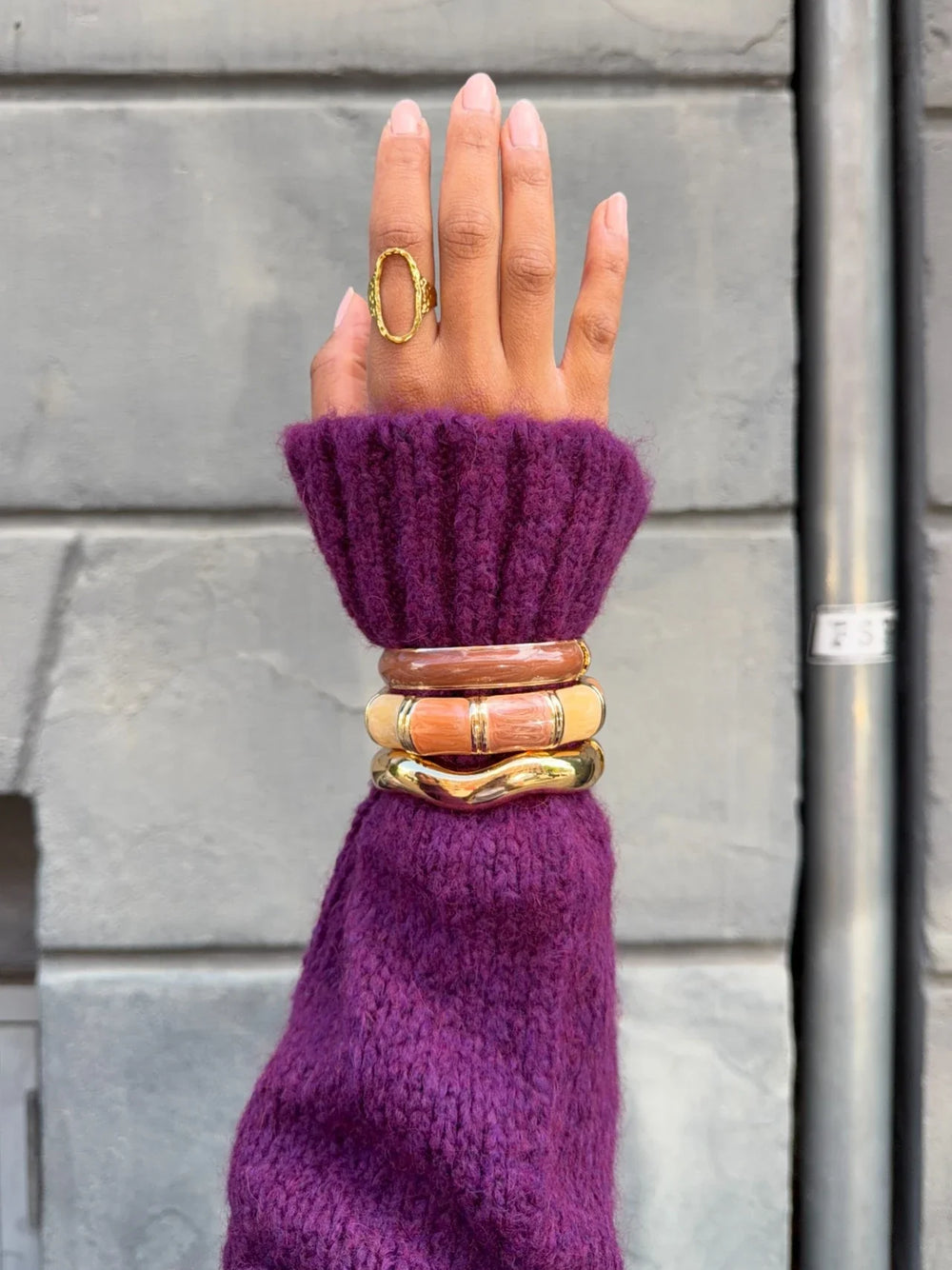 Ebony bracelet with stripes - Brown/beige