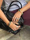 Ebony bracelet with stripes - Green/light pink