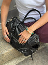 Ebony bracelet with stripes - Green/light pink