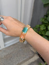 Ebony bracelet with stripes - Green/light pink