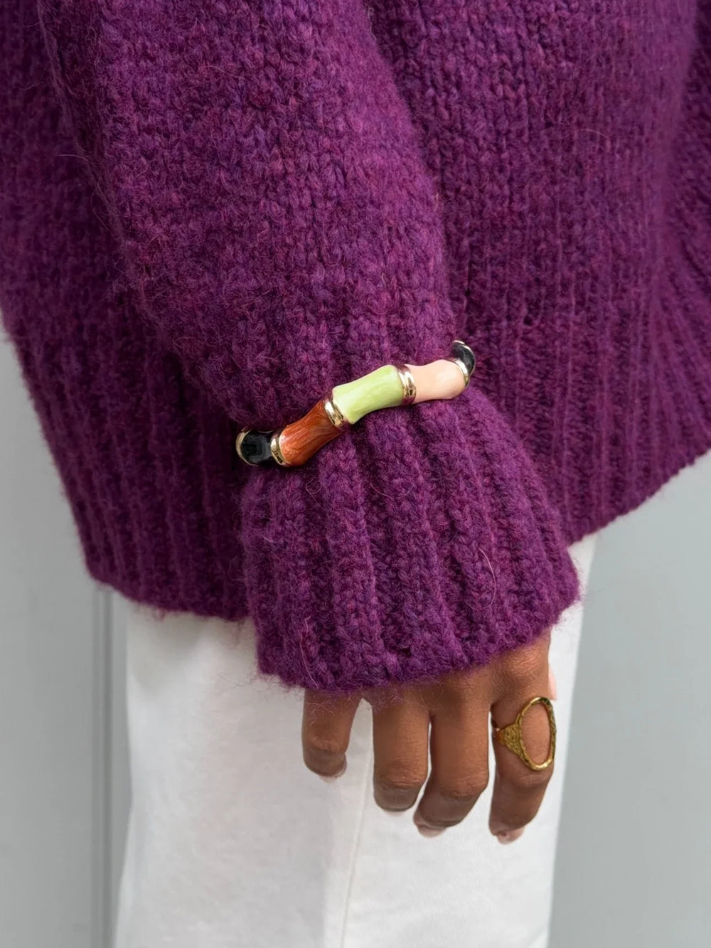 Ebony bracelet with stripes - Multicolored