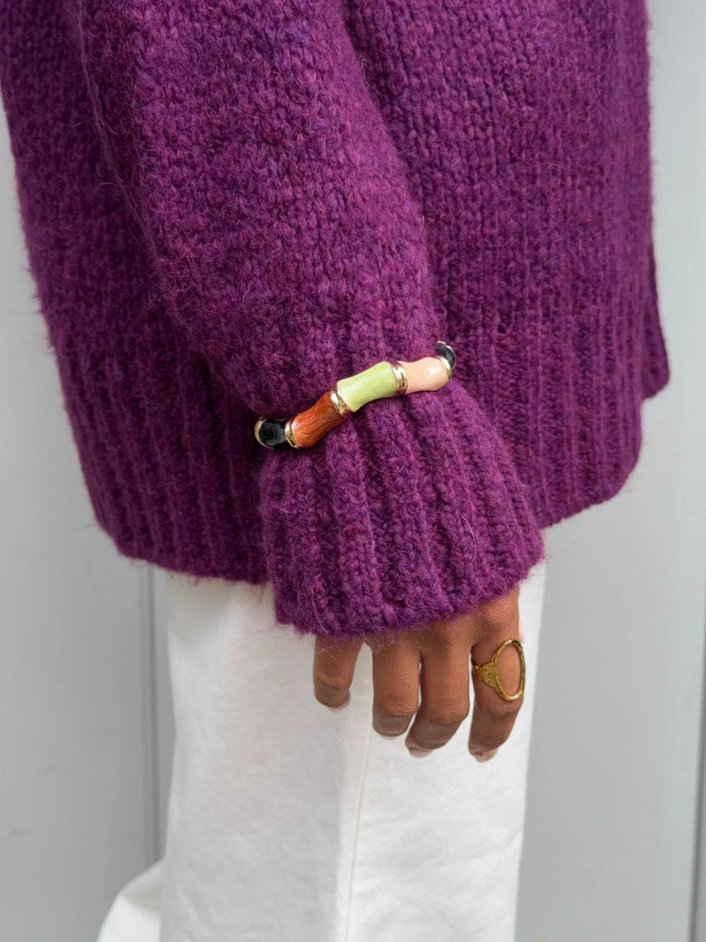 Ebony bracelet with stripes - Multicolored