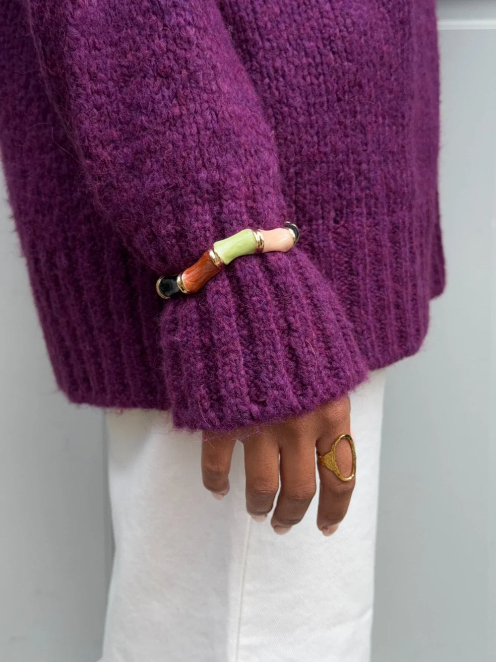 Ebony bracelet with stripes - Multicolored