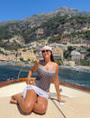 Rie bathing suit with polka dots - Brow/blue