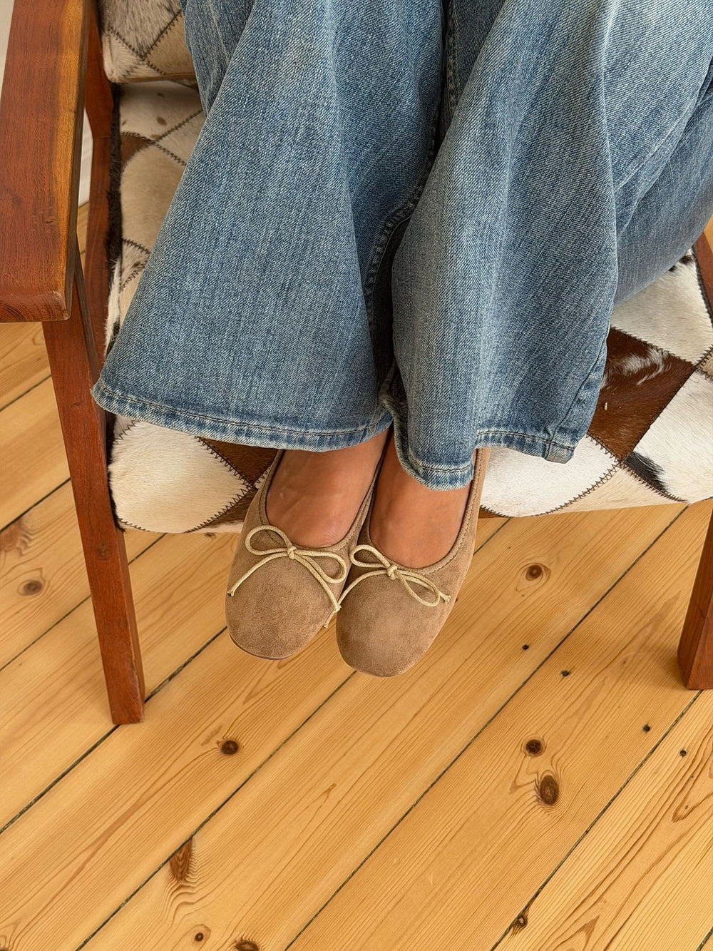 Yuna ballerina with heel - Beige