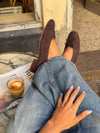 Yuna ballerina with heel - Dark brown