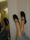 Tilda ballerinas in net material with strap - Black
