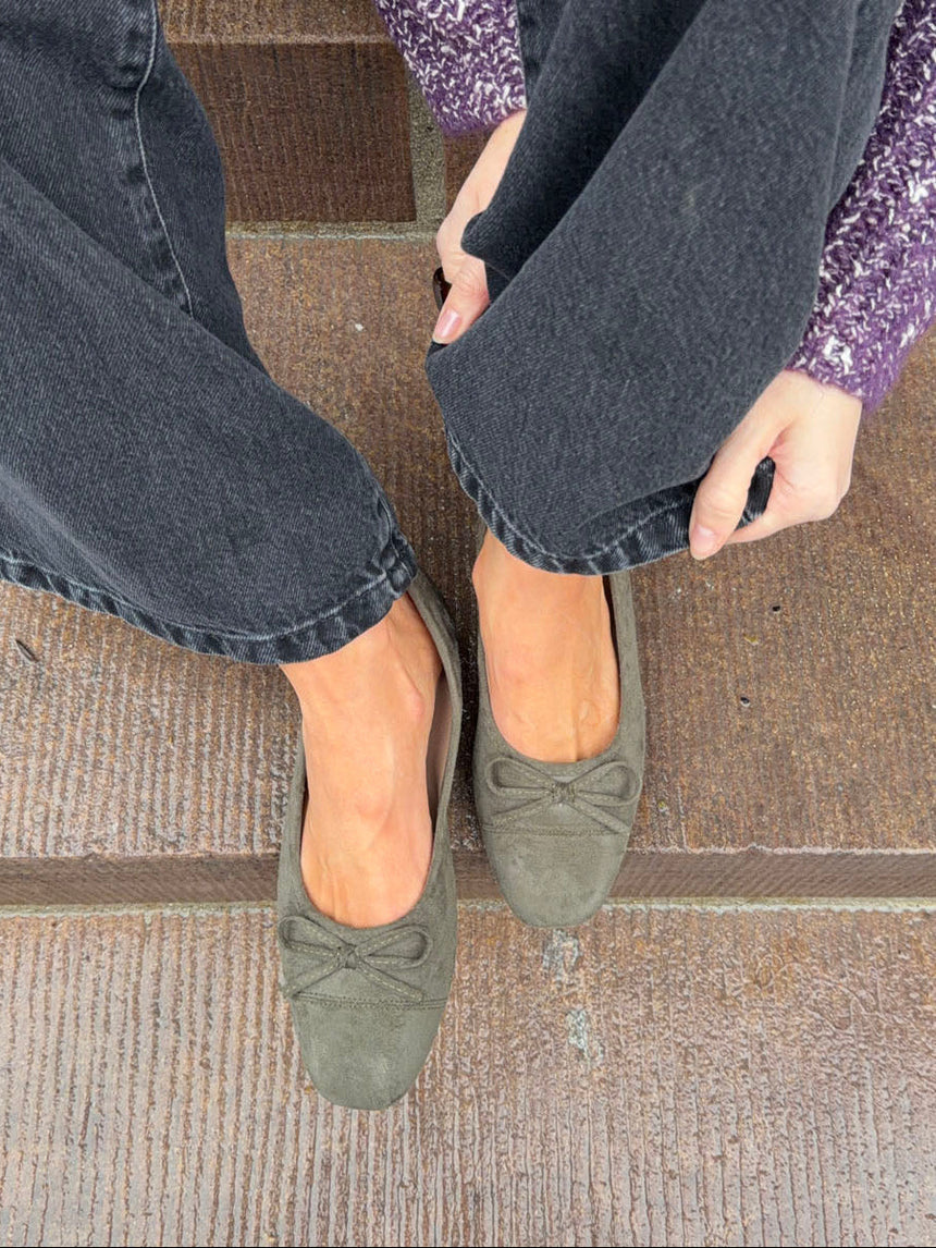 Fione suede ballerinas – Khaki