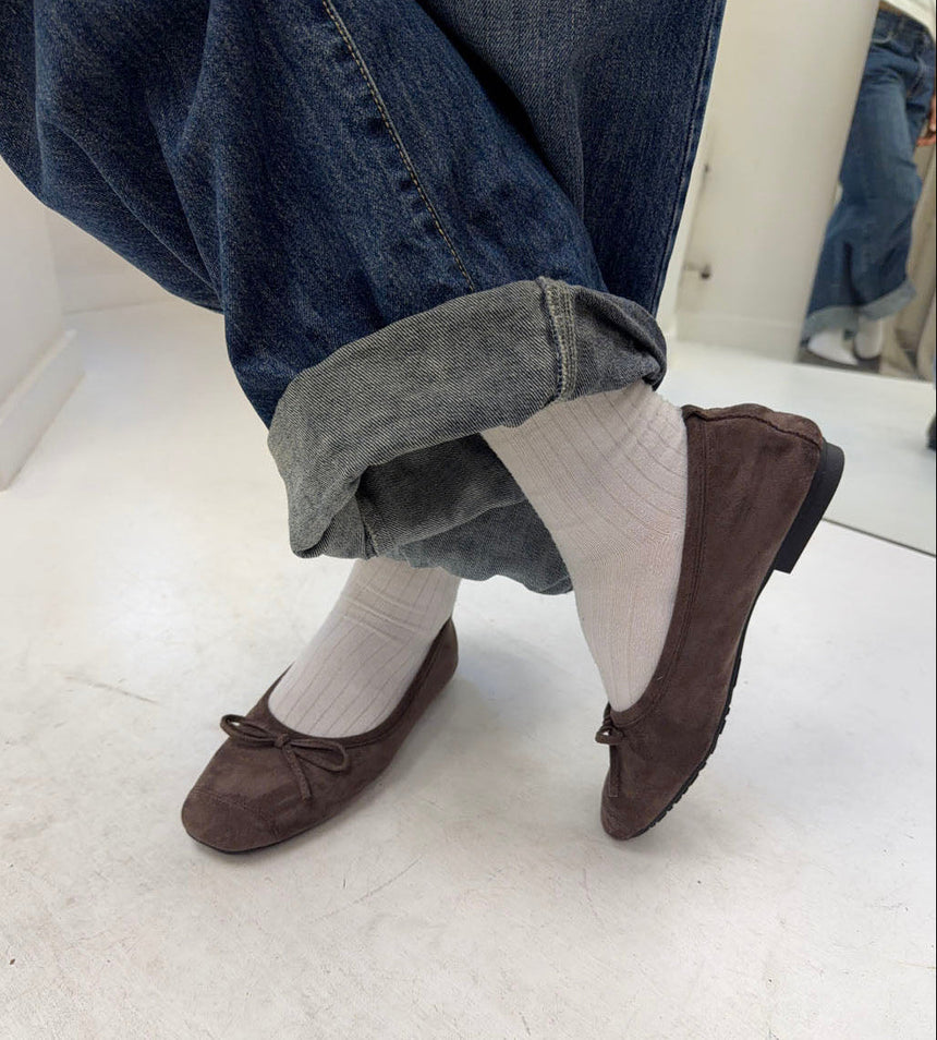 Gina ballerinas in suede - Dark brown