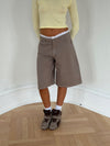 Teha bermuda shorts with lace - Beige/white