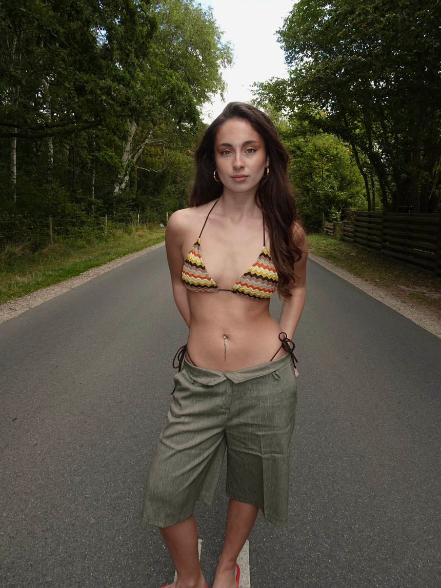 Oceana bikini with zigzag print – Orange/yellow/beige