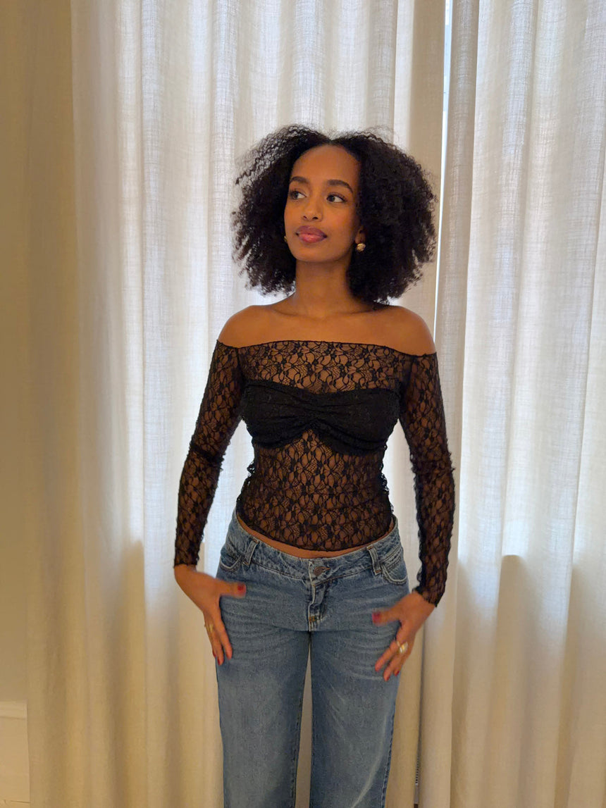 Inez lace blouse - Black