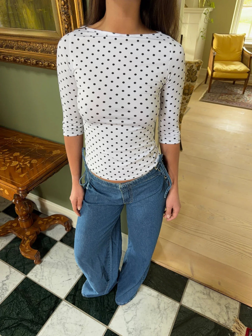 Deva blouse with polkadots - White/Black
