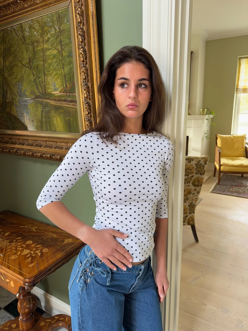 Deva blouse with polkadots - White/Black