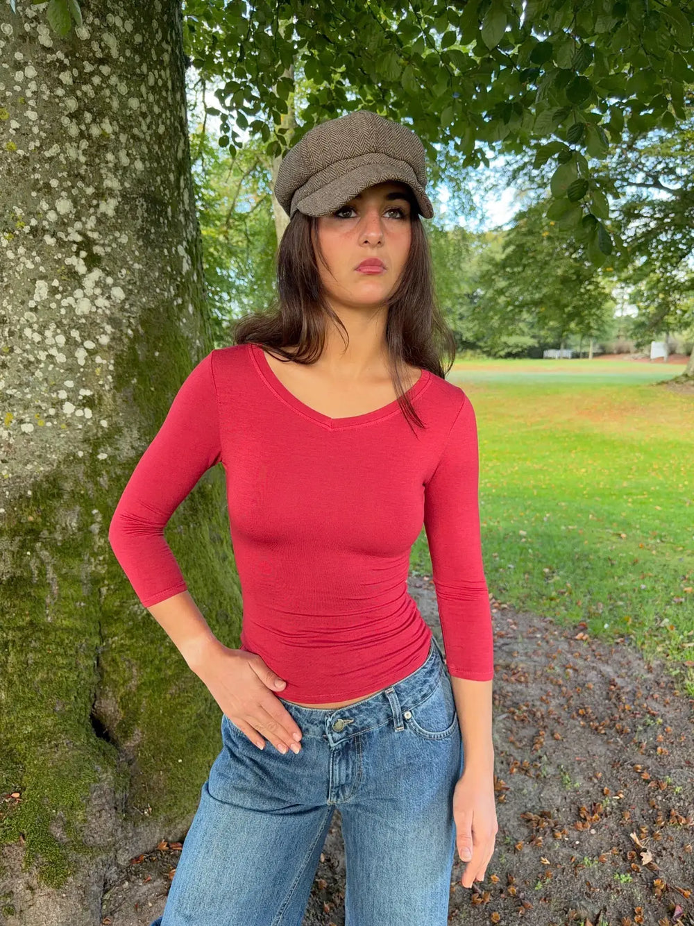 Tessy blouse with 3/4 sleeves - Red