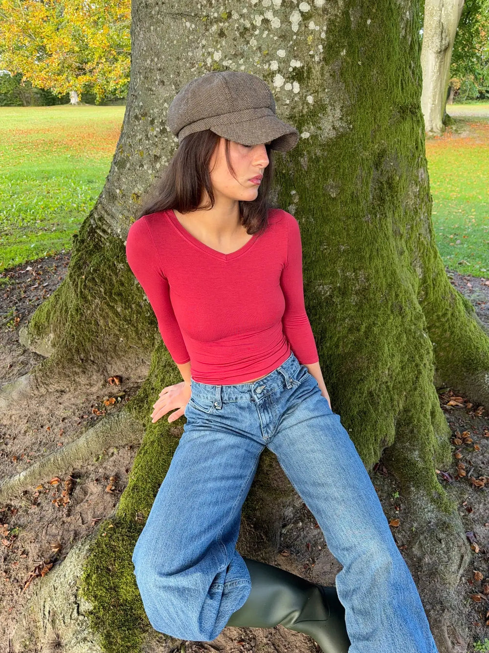 Tessy blouse with 3/4 sleeves - Red