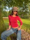 Tessy blouse with 3/4 sleeves - Red