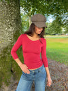 Tessy blouse with 3/4 sleeves - Red