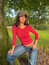 Tessy blouse with 3/4 sleeves - Red