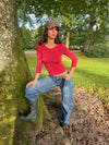 Tessy blouse with 3/4 sleeves - Red