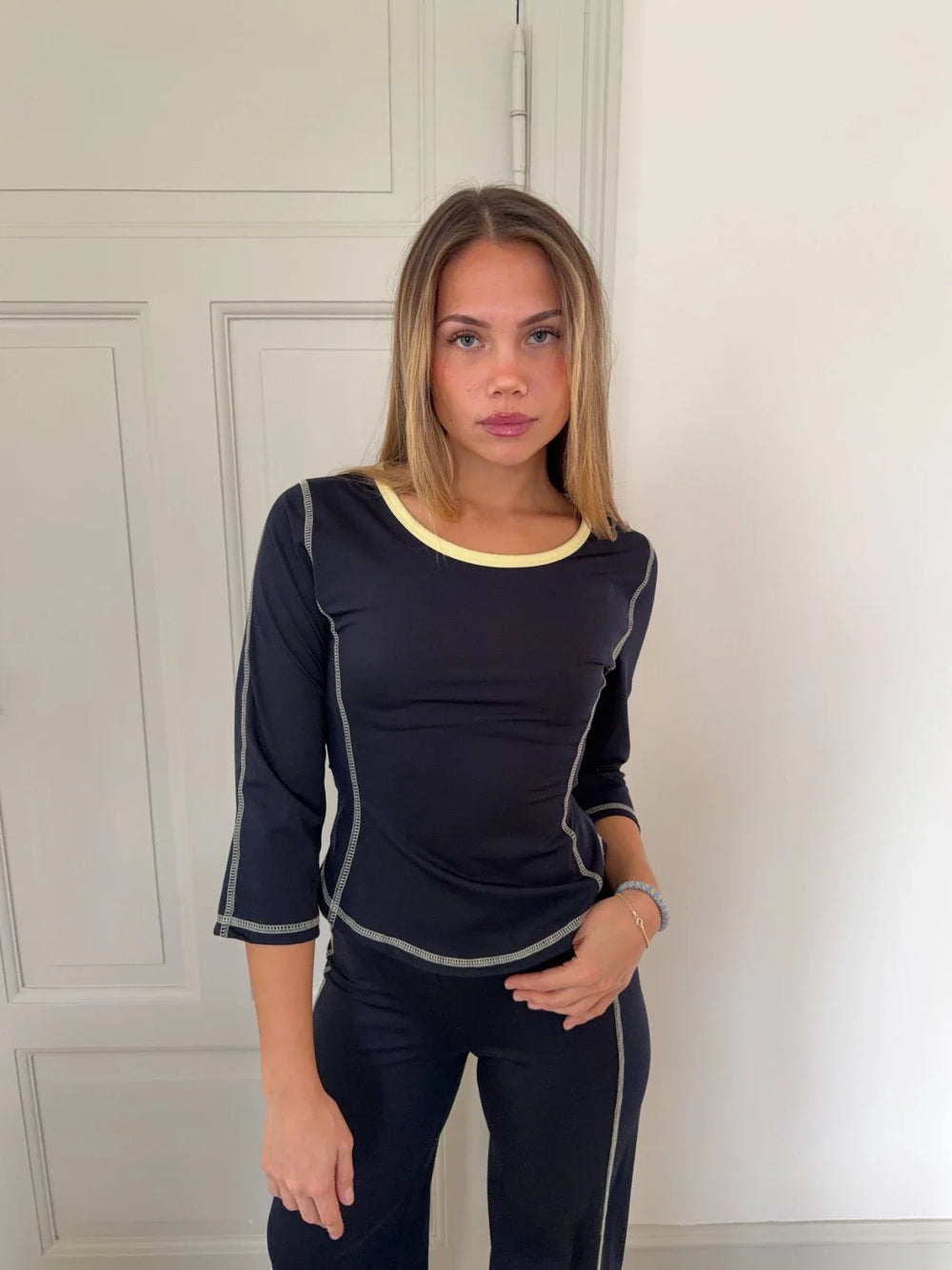 Waverly blouse - Navy/yellow