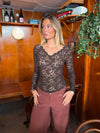 Bodil long-sleeve lace blouse - Brown