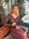 Bodil long-sleeve lace blouse - Brown