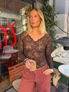 Bodil long-sleeve lace blouse - Brown