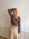 Kara blouse with tie detail – Brown