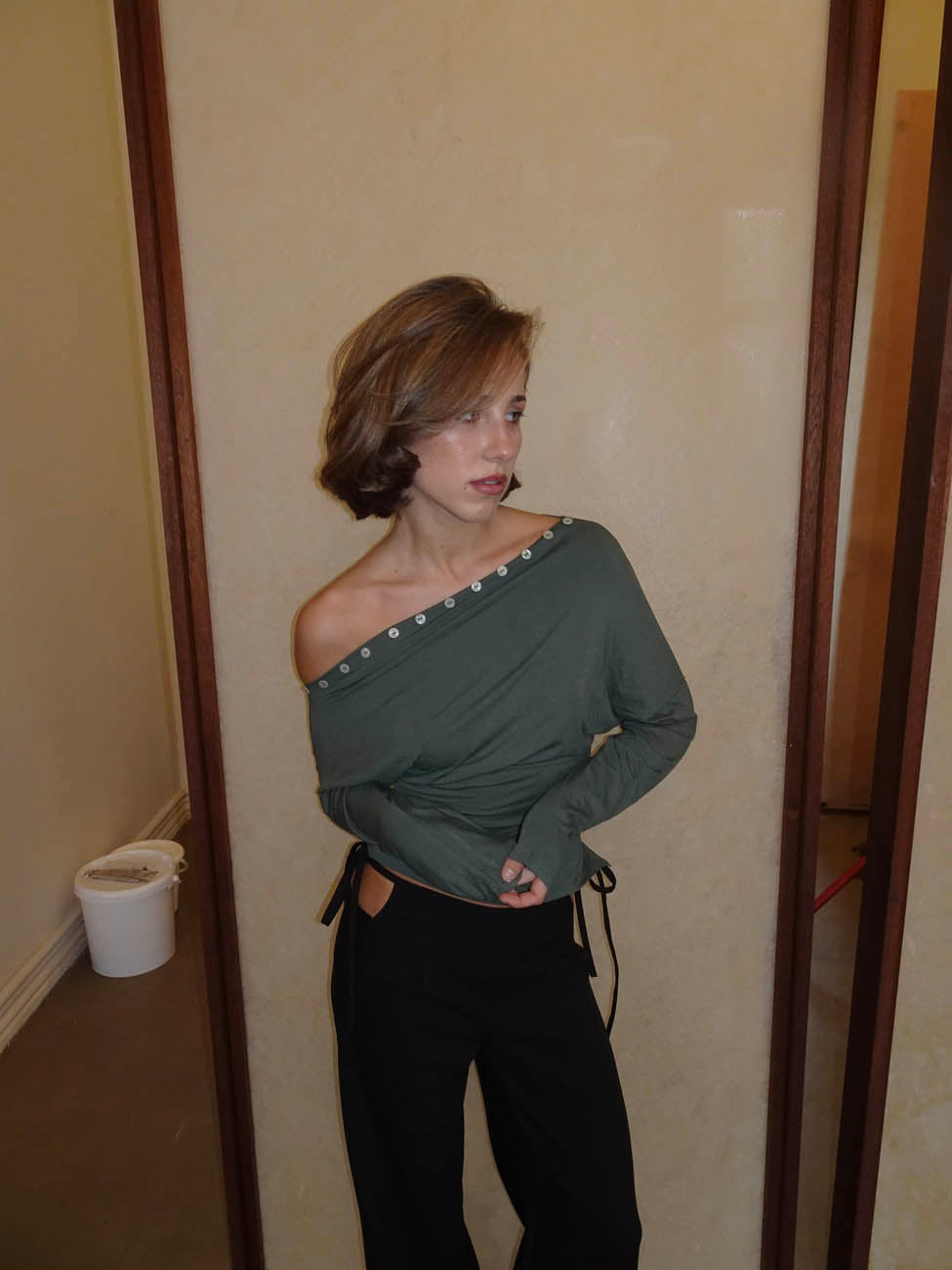 Ukana blouse with buttons - Khaki