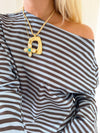 Scandivv blouse with stripes - Blue/brown