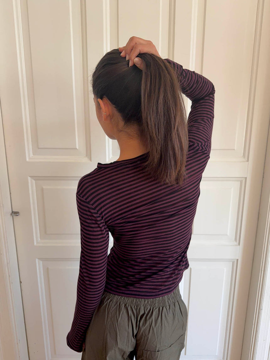 Suzy blouse with stripes - Bordeaux and black