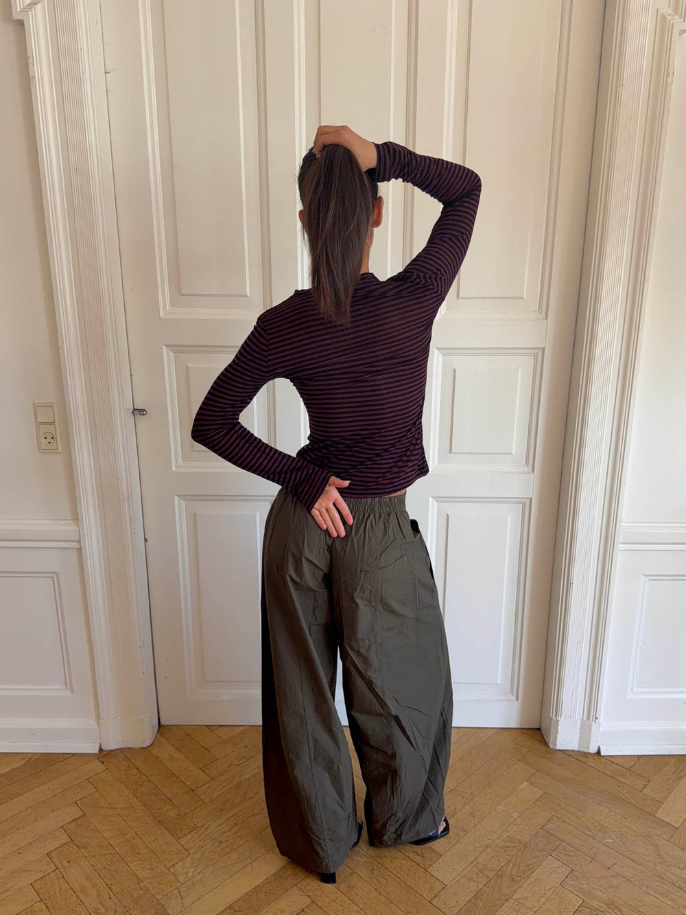 Suzy blouse with stripes - Bordeaux and black