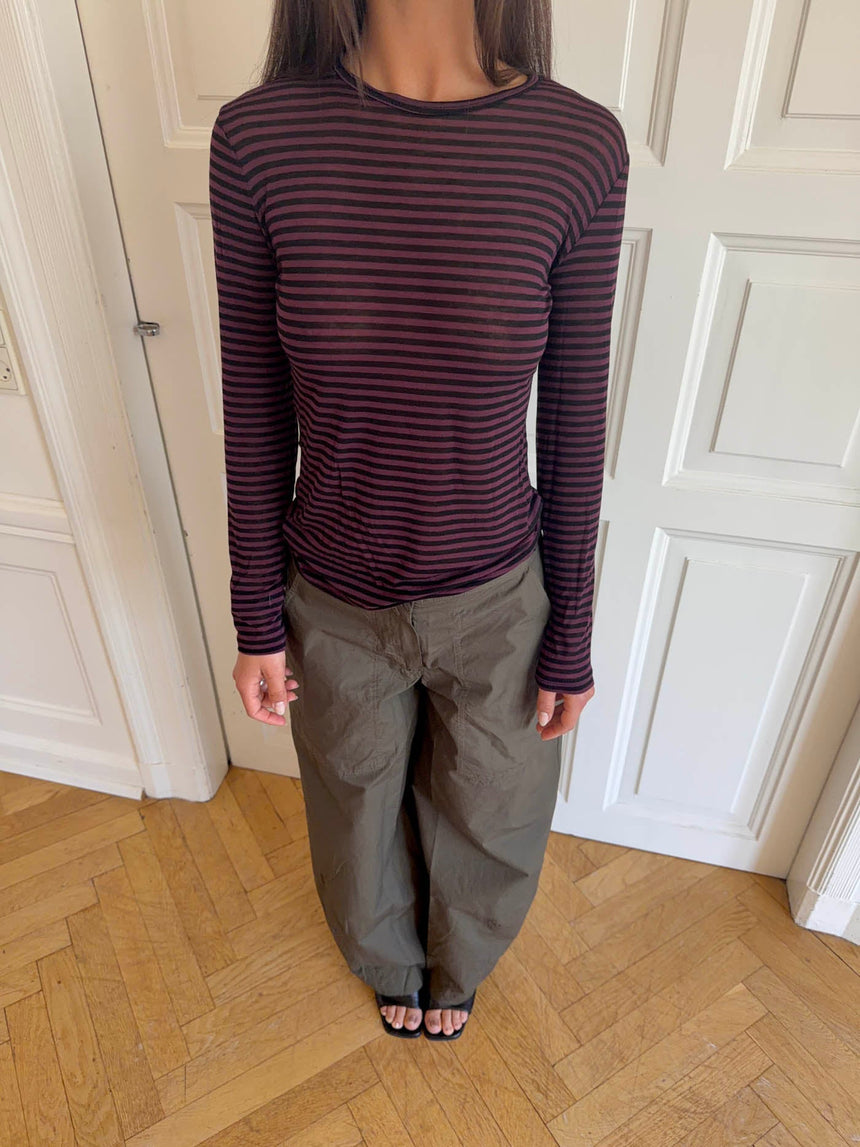 Suzy blouse with stripes - Bordeaux and black