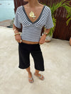 Scandivv blouse with stripes - Grey/white