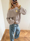 Scandivv blouse with stripes – taupe/white