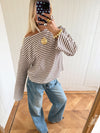 Scandivv blouse with stripes – taupe/white