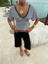Scandivv blouse with stripes - Grey/white