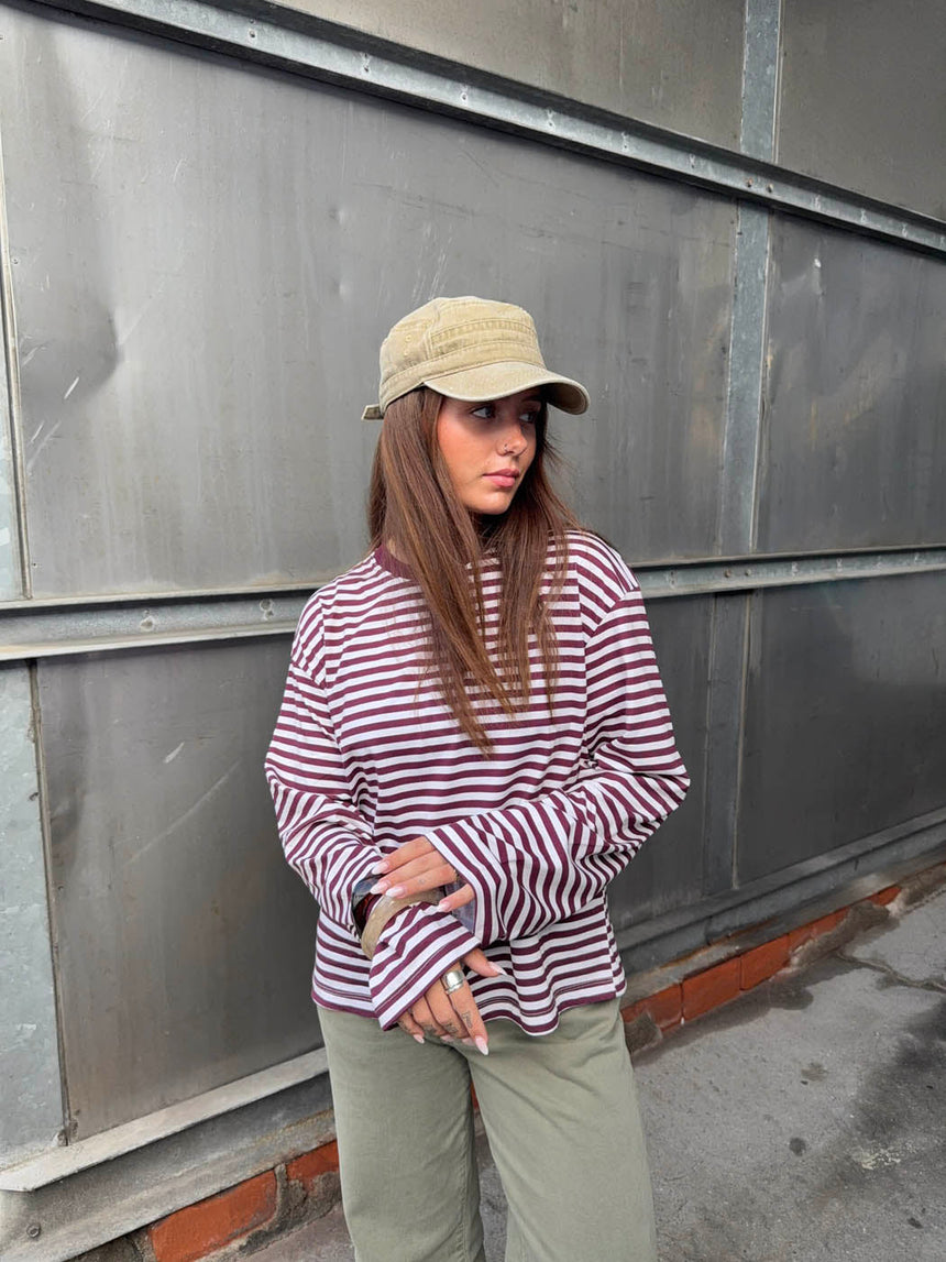 Lura blouse with stripes - Red/white