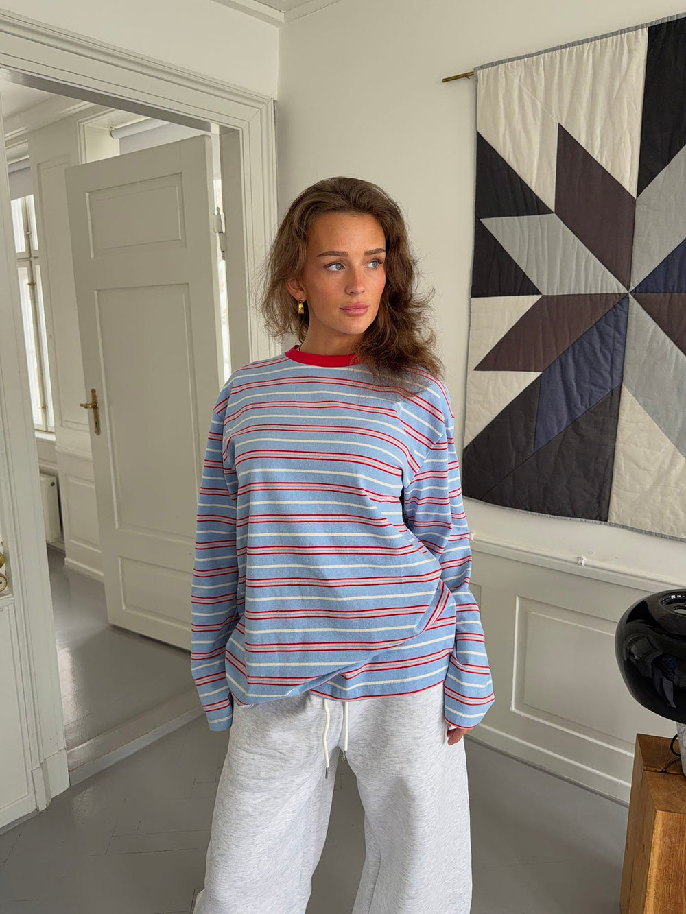 Vera blouse with stripes  - Red/white/blue