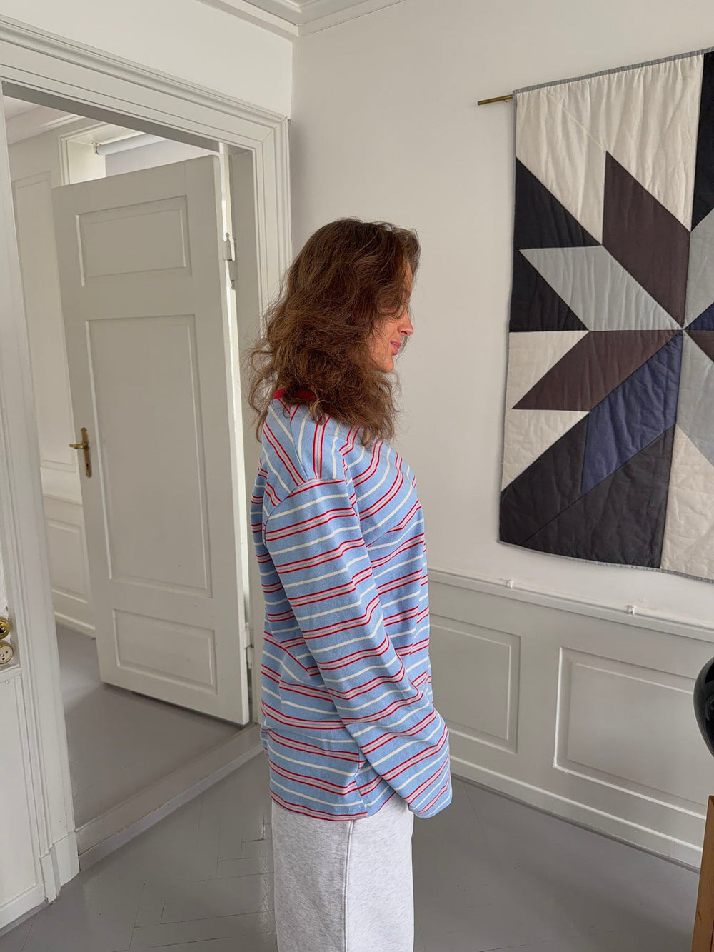 Vera blouse with stripes  - Red/white/blue