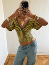 Scandivv blouse with stripes - Grey/yellow