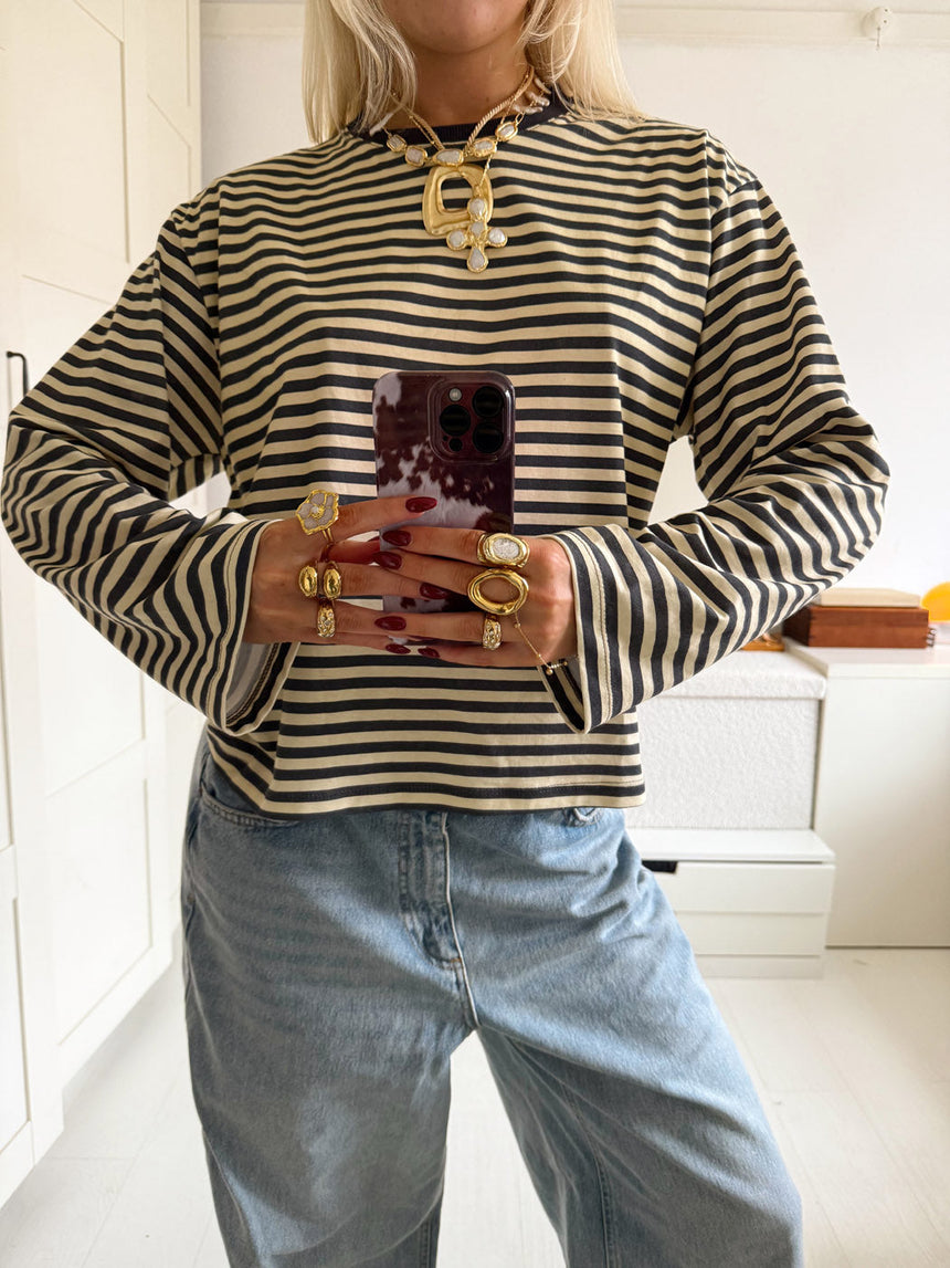 Lura striped blouse - Yellow/grey