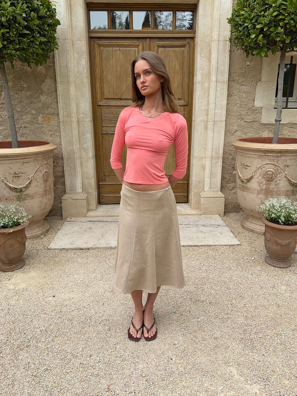 Tessy blouse with 3/4 sleeves - Coral