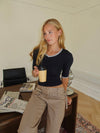 Theana blouse with three-quarter sleeves – Navy