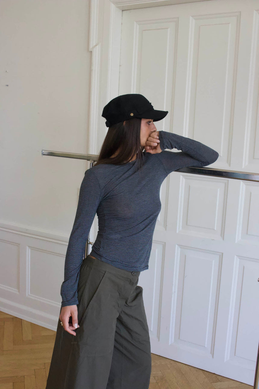 Suzy blouse with stripes - Black and grey